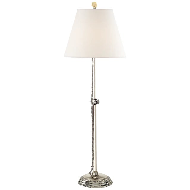 Suzanne Kasler by Visual Comfort Signature Wyatt Accent Lamp in Polished Nickel with Linen Shade For Sale