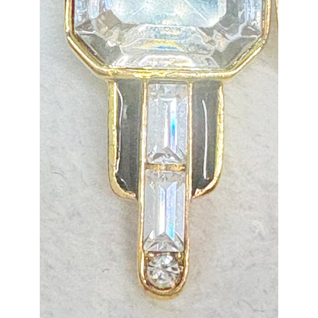 1980s Givenchy New York–Paris 80s Rhinestone & Gold‑Tone Statement Clip-on Earrings, Pair For Sale - Image 5 of 12