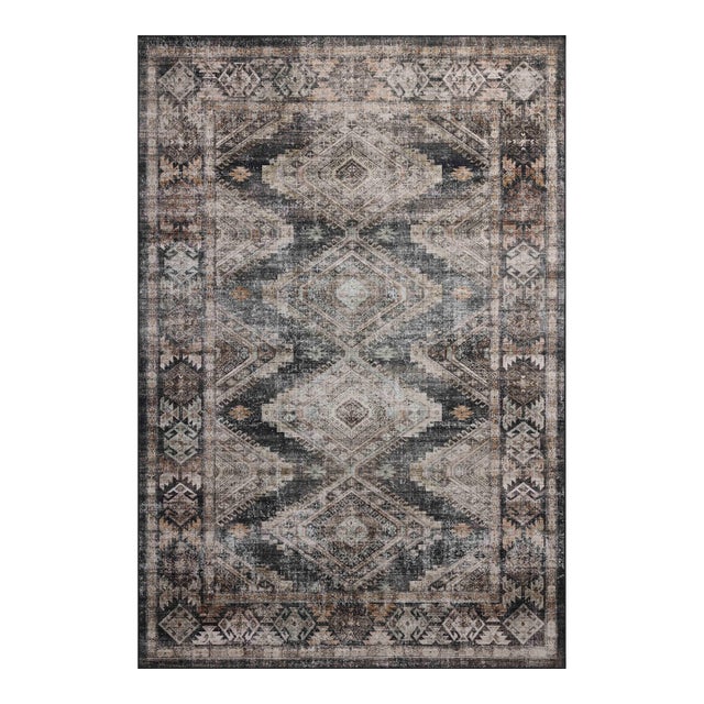 Amber Lewis x Loloi Josie Ink / Earth 2'-6" x 7'-6" Machine Washable Runner Rug For Sale