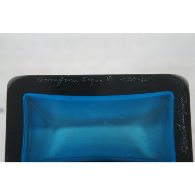 Mid 20th Century 1965 Mid-Century Sven Palmqvist Orrefors Pa Expo Cobalt Blue Flower Vase For Sale - Image 5 of 11