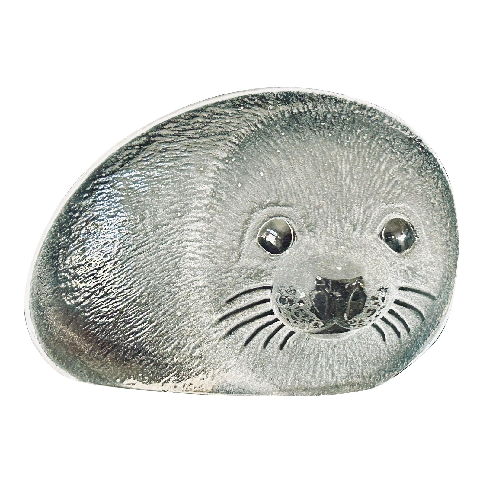 Swedish Lead Crystal Signed Mats Jonasson Baby Harp Seal Sculpture 