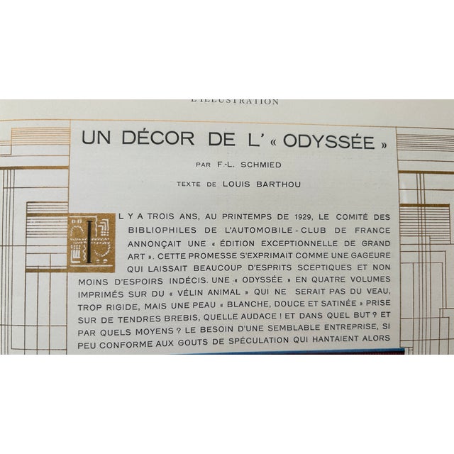 Art Deco 1932 F.-L. Schmied “Pylos” Art Deco Bookplate From L’Illustration, Gilt Framed For Sale - Image 3 of 10