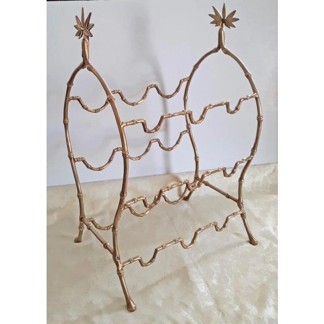 Chinoiserie 1950s Maison Baguès France Gilt Bronze Faux Bamboo Wine Rack For Sale - Image 3 of 7