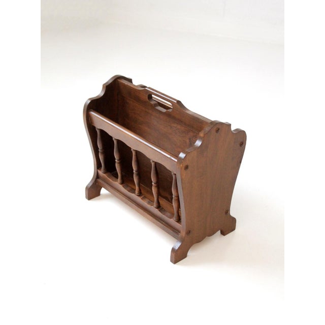 Mid-Century Colonial Style Wood Magazine Rack For Sale - Image 11 of 11