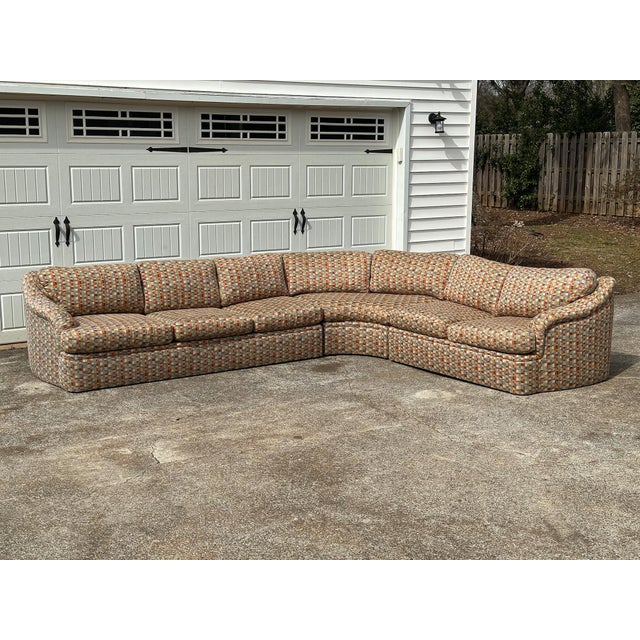 A substantial vintage postmodern sectional sofa manufactured by Thayer Coggin of High Point, North Carolina, distinguished...