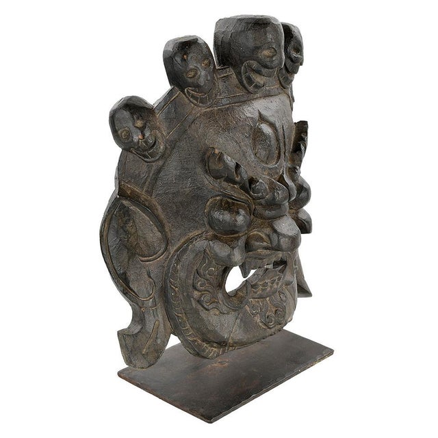 Sculpted Wooden Mask Representing Mahakala Bhairava, in Good conditions. This piece is designed in the style of the...