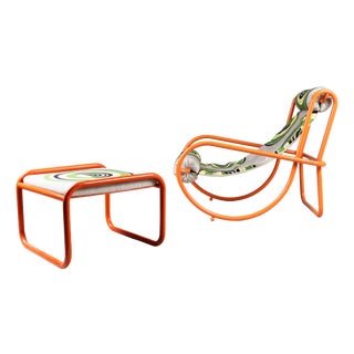 Set of Locus Solus Lounge Chair and Ottoman by Gae Aulenti for Poltronova, 1970s For Sale