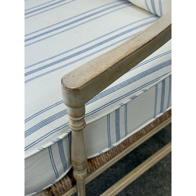 Textile Vintage Persnickety Ladderback Rustic Farmhouse Bench For Sale - Image 7 of 12