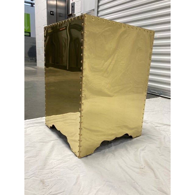 Sarreid Ltd. Brass-Clad Campaign Style Nightstand From Sarreid Ltd. Spain For Sale - Image 4 of 13