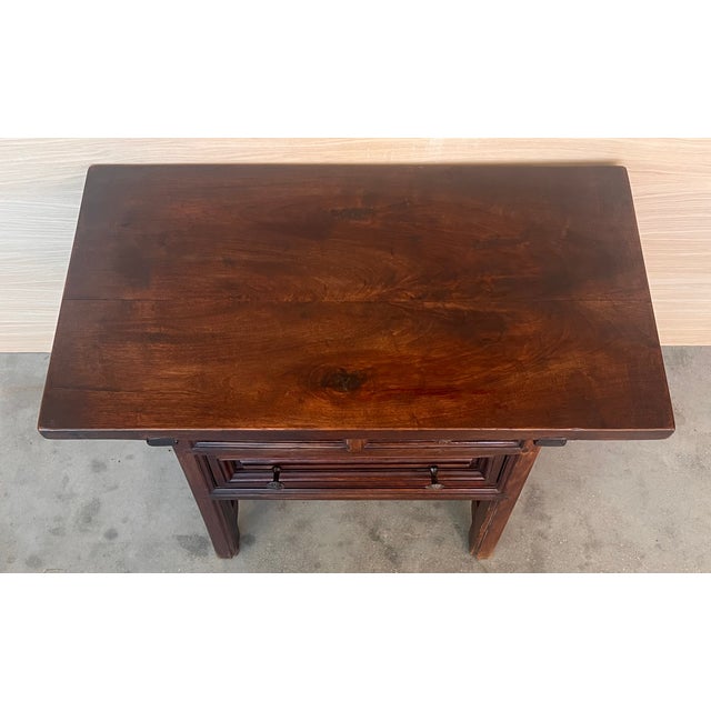 Wood 19th Century Rustic Artisan Made Pyrenees Mountains Side Three Drawers Table For Sale - Image 7 of 12