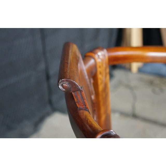 Antique 19th Century Mahogany Regency Empire Horseshoe Library Parlor Arm Chair For Sale - Image 9 of 18