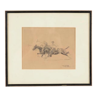 Paul Brown 2 Polo Players Charging Down the Field Drypoint Etching For Sale