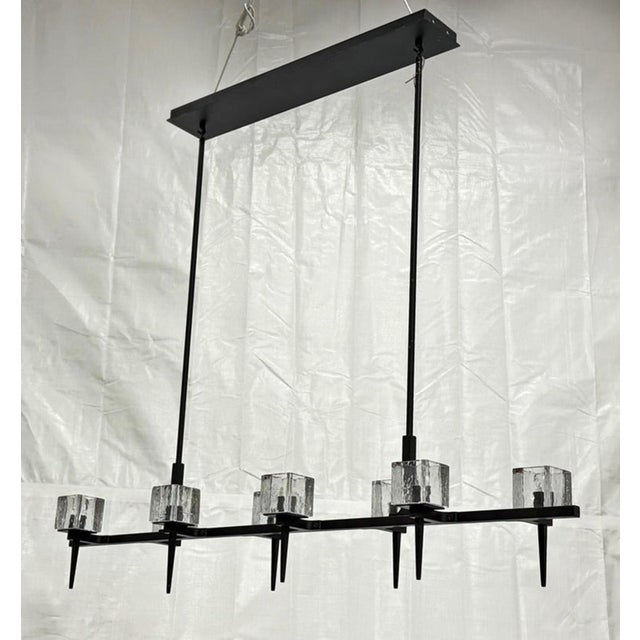 Contemporary Marian Jamieson "Kellen" Chandelier, Blackened Steel & Murano Glass Style Shades For Sale - Image 3 of 18