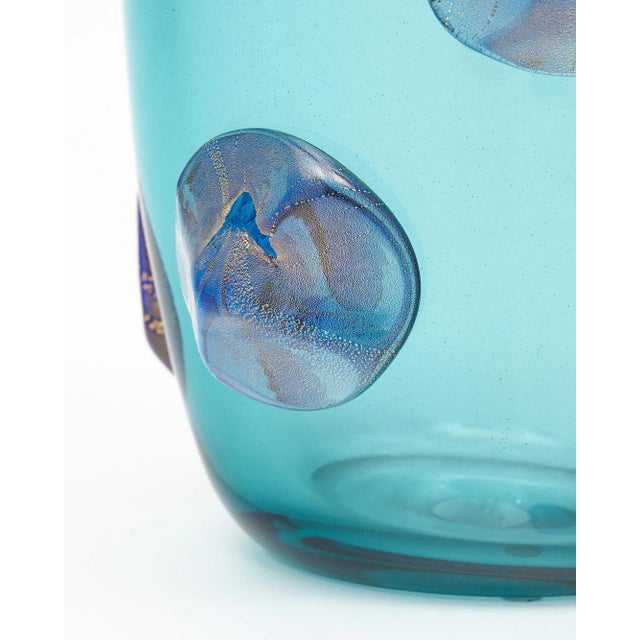 Blue Murano Glass Blue Medallion Vases For Sale - Image 8 of 9