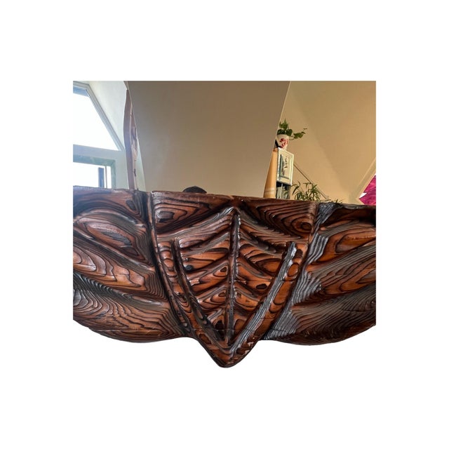Vintage Mid Century Modern Very Large Witco Wood Wall Mirror Tiki 1960s For Sale In Palm Springs - Image 6 of 6
