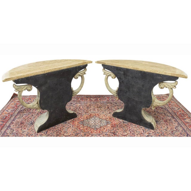 20th-C. Neoclassical Style Urn Form Demilune Console Tables With Tessellated Marble Tops, Pair For Sale In Atlanta - Image 6 of 6