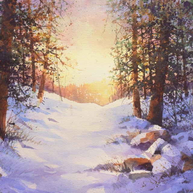 'Snowy Mountain Sunrise' by Harold Booth, Circa 1975, Museum of Fine Arts, Boston For Sale In Monterey, CA - Image 6 of 11