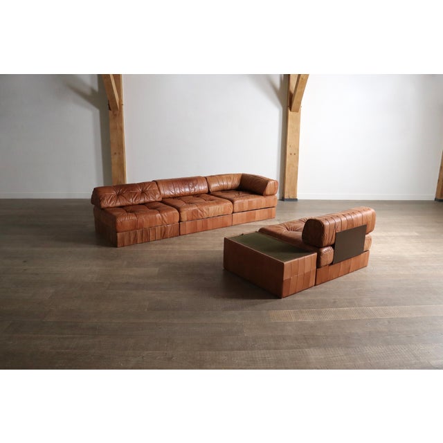 DS 88 Modular Sofa in Cognac Patchwork Leather from de Sede, Switzerland, 1970s, Set of 5 For Sale - Image 11 of 13