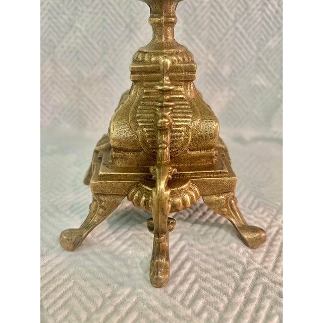 1930’s - 1950’s Pair of Continental Rococo Revival Griffin Handle Candelabra in Aged Gilt Metal For Sale In New Orleans - Image 6 of 12