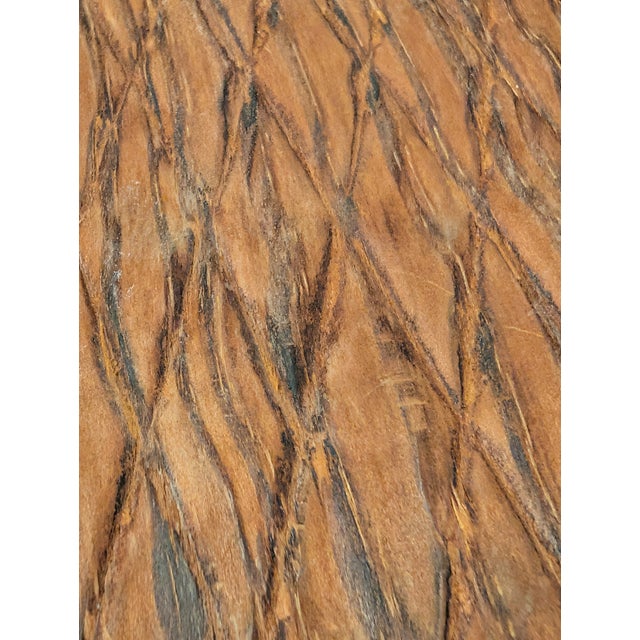 Brown 1970s Spanish Mediterranean Brutalist Carved Pine Pedestal Side Table For Sale - Image 8 of 11