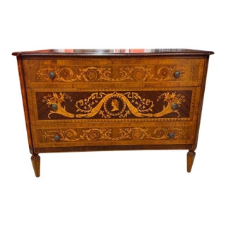 Mid 20th Century Ornate Italian Marquetry Chest For Sale