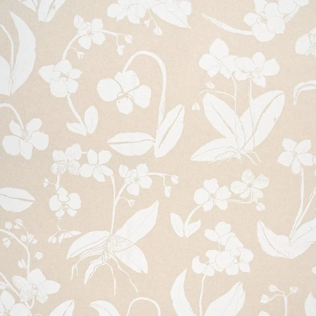 Sample - Schumacher x Hera Ford Orchids Have Dreams Fabric in Light Neutral For Sale