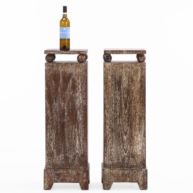 Contemporary A Pair of Cerused Oak Pedestals. Contemporary. For Sale - Image 3 of 8