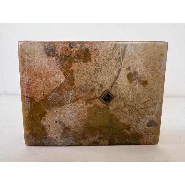 Beige Vintage Indian Marble Inlay Trinket Box With Mother-of-Pearl Floral Design For Sale - Image 8 of 10