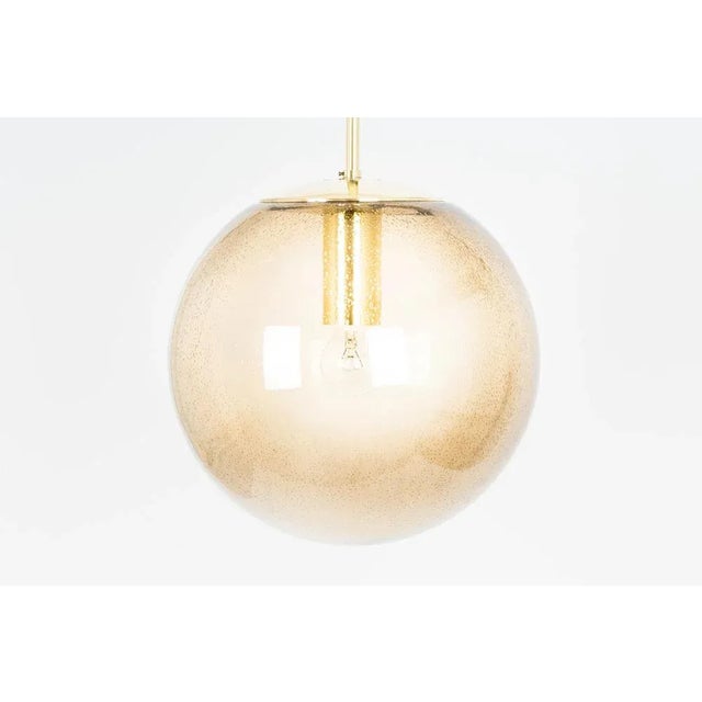 Large Brass with Smoked Glass Ball Pendant from Limburg, Germany, 1970s For Sale - Image 9 of 10