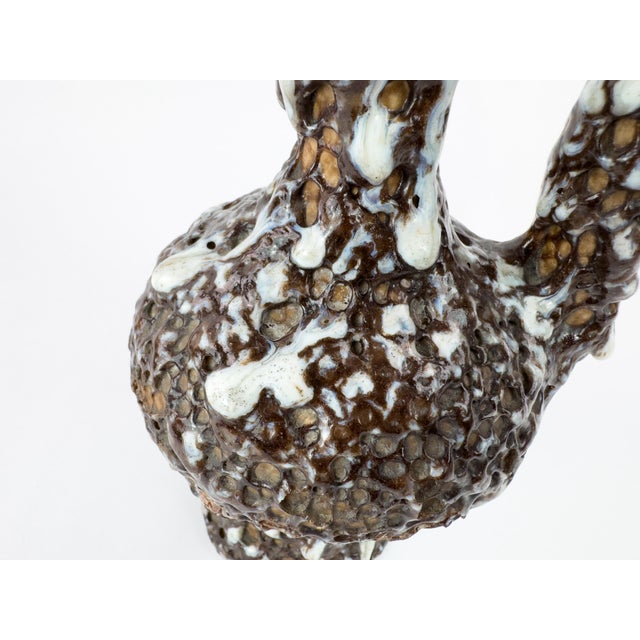 Brown Marius Giuge Vallauris Textured Ceramic Pichet, France, Mid-Century For Sale - Image 8 of 17