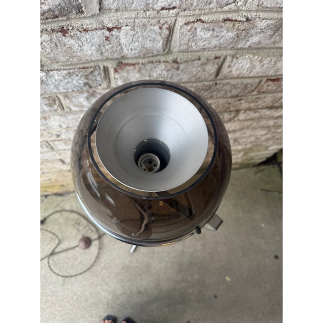 Brown Vintage, Mid Century Modern Frank Ligttelijn for Raak Smoked Glass Orb Floor Lamp, Unmarked For Sale - Image 8 of 18