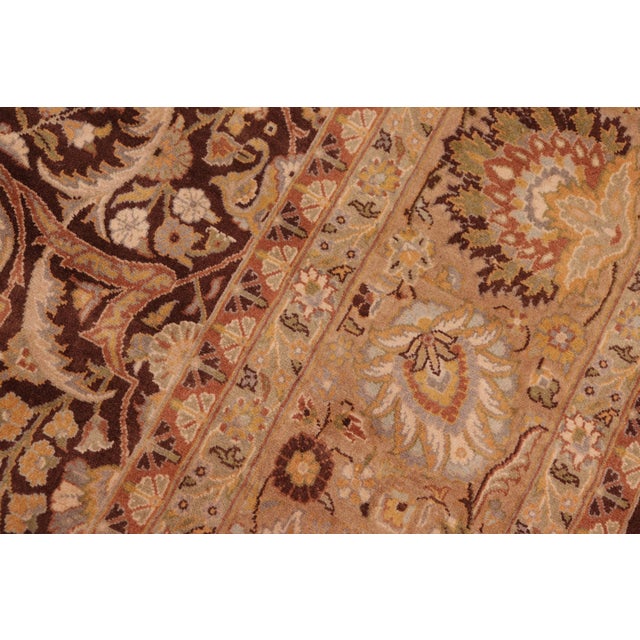 1990s Shabby Chic 1990's Floral Pak-Persian Brown/Tan Wool Rug - 7'11'' X 10'6'' For Sale - Image 5 of 9