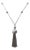 Vintage 1960s Signed Monet Rhodium Plated Tassel Pendant Necklace For Sale