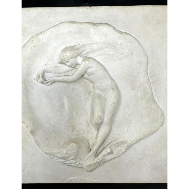 Antique Porcelain Ceramic Wall Plaque Emmeline Harris Female Nude Art Nouveau For Sale - Image 4 of 7