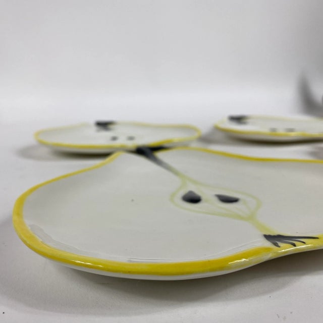 Italian Hand Painted Ceramic Pear Plates by Ernestine Canonn, Salerno - Set of 4 For Sale In New York - Image 6 of 8