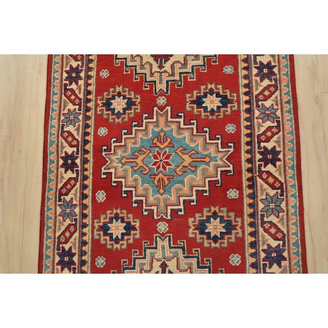 2020s Kazak Runner 2’7” X 6’5” Red Wool Tribal Hand-Knotted Oriental Rug For Sale - Image 5 of 12