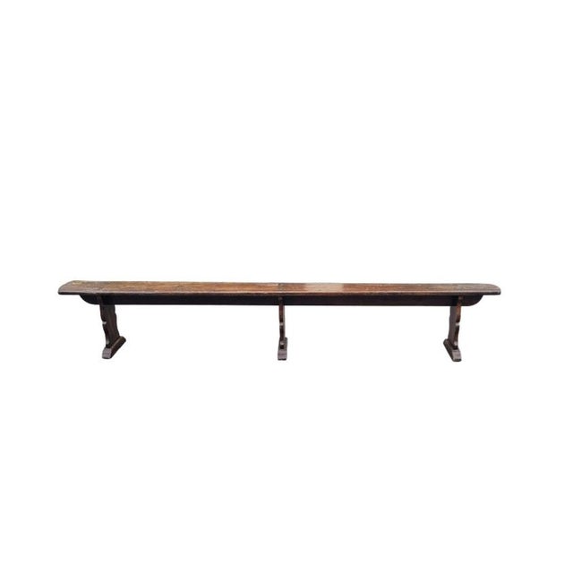 1940s Long Refractory Trestle Bench For Sale - Image 10 of 10