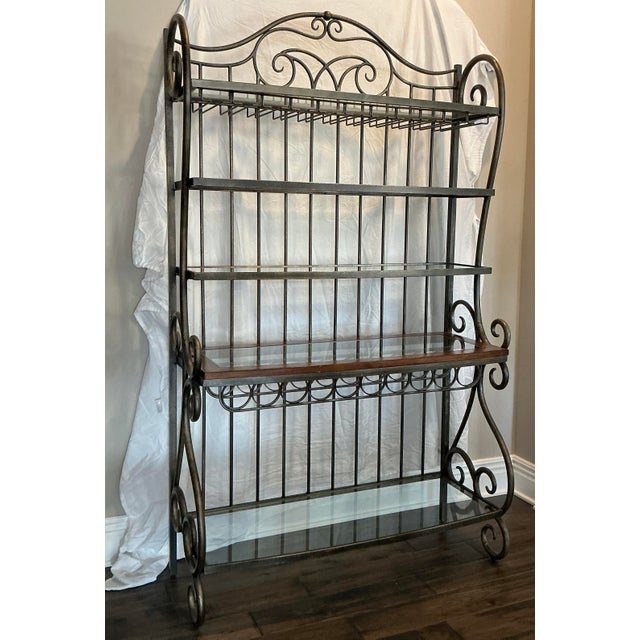 Rustic European Old World Metal Bakers/Wine Rack For Sale - Image 3 of 17