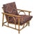 1960s Ficks Reed Style Pagoda Rattan Bamboo Lounge Chair Tapestry Covered Cushions For Sale
