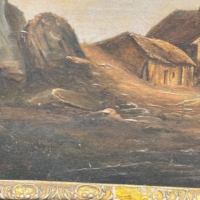 Antique Flemish oil on canvas landscape painting, of great quality, signed and dated 1835. Antique gilded and lacquered...
