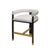 Worlds Away Matthew Izzo Home Cruise Espresso and White Linen Barrel Back Counter Stool With Brass Ferrele For Sale - Image 4 of 5