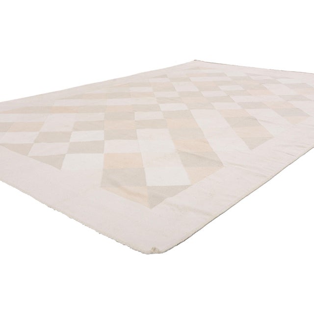 79617 Vintage Indian Dhurrie Rug, 05'09 x 08'08. The Shibui Reverie: A Vintage Dhurrie Masterpiece of Organic Modern...