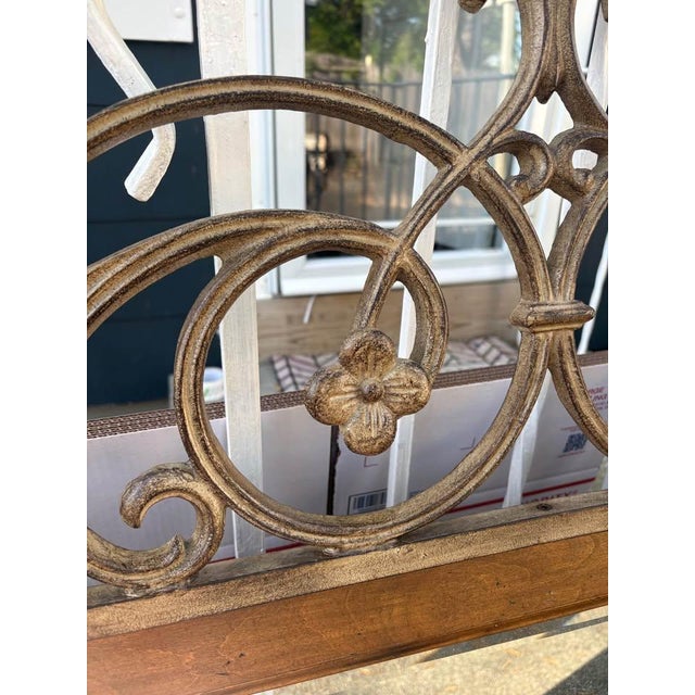 Large Vintage Mediterranean Beveled Wood & Gilt Metal Scrollwork Mirror For Sale In Boston - Image 6 of 17