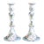 Vintage Tall Dutch Delft Faience Polychrome Floral Candlesticks - A Pair For Sale
