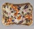 Pair of Staffordshire rectangular dessert plates with inverted corners in an Imari-like pattern, decorated with flowing...