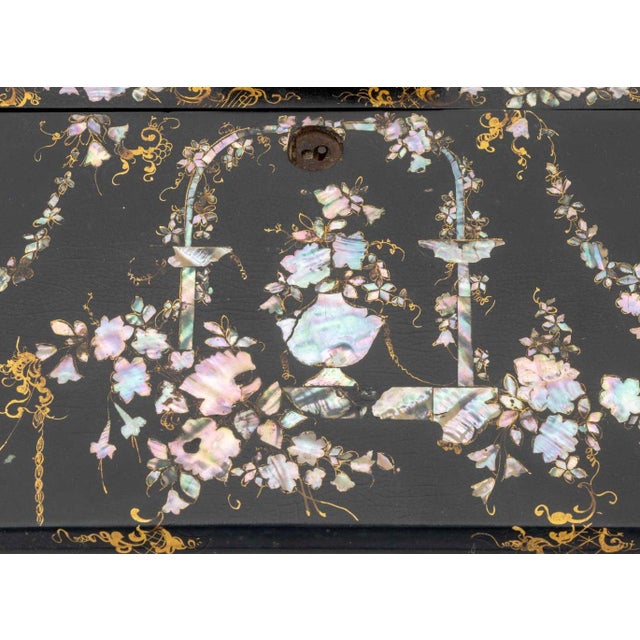 Victorian Victorian Mother-of-Pearl Inlaid Writing Box For Sale - Image 3 of 11