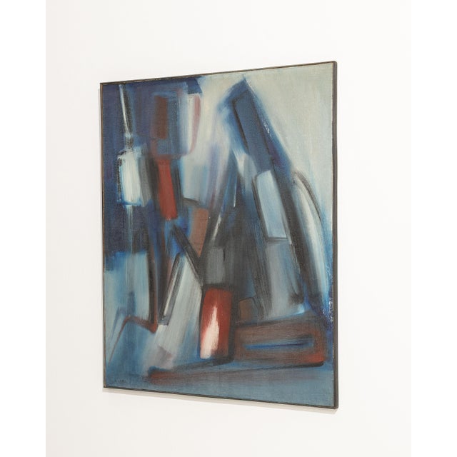 1960s France Blue Composition Painting For Sale - Image 14 of 15