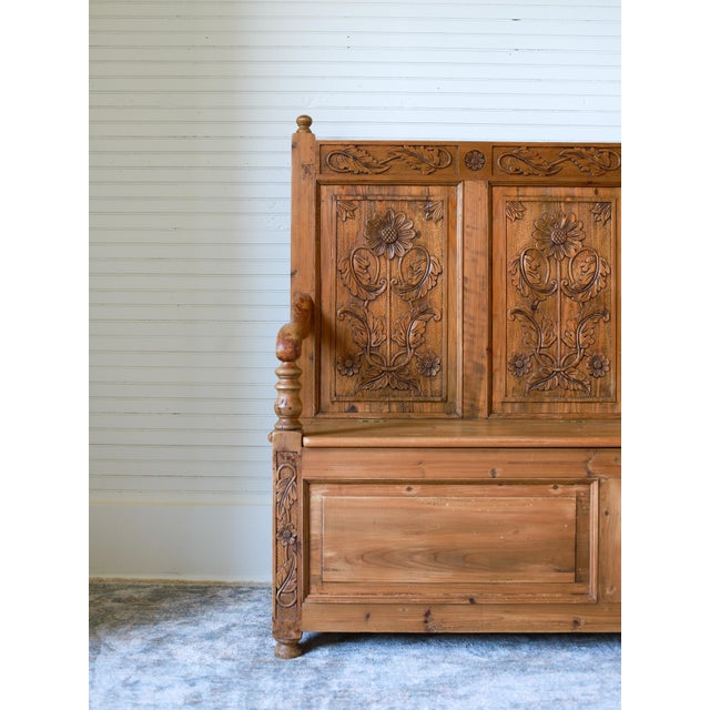 Mid 20th Century English Pine Carved Storage Bench For Sale - Image 16 of 17