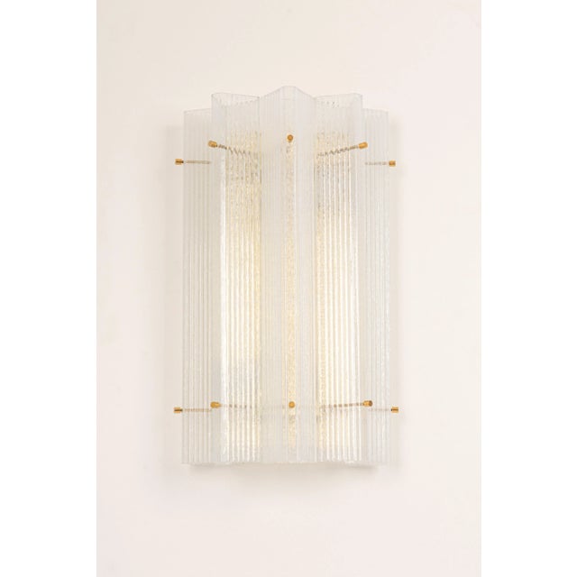 Huge Triangular Frosted Glass Wall Sconces from Limburg, Germany, 1960s, Set of 2 For Sale - Image 3 of 14