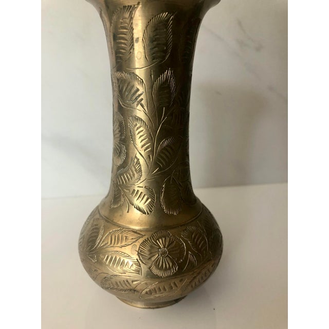 This beautifully executed 1950s Sarna Brass Floral Etched Bud Vase, Numbered, will be a fabulous addition to any vintage...